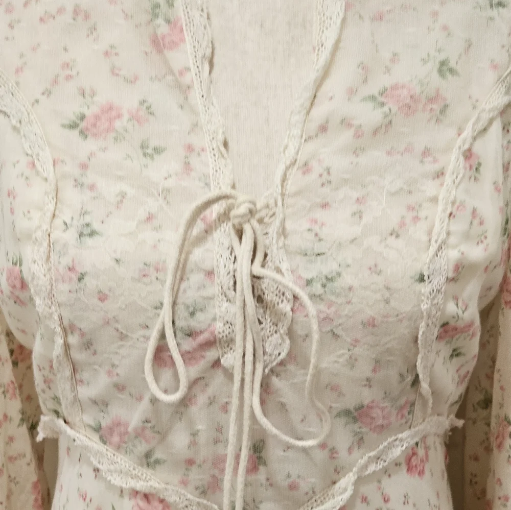 Vintage Floral Prairie Maxi Dress Cottagecore Gunne Sax Inspired - Picture 5 of 12